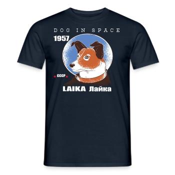 Chien de l'espace, LAIKA, cadeau de voyage spatial de 1957, espace - T-shirt homme - marine - Devant - AI Model Male 178 light (178cm)