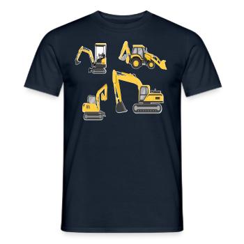 Construction machinery, excavators Young vehicles construction site FUN - Men's T-Shirt - navy - Front - AI Model Male 178 light (178cm)
