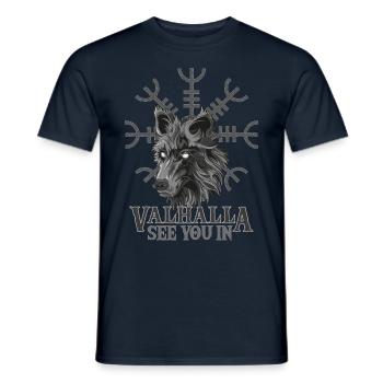 Rendez-vous dans le design Valhalla pour les fans de Viking - T-shirt homme - marine - Devant - AI Model Male 178 light (178cm)
