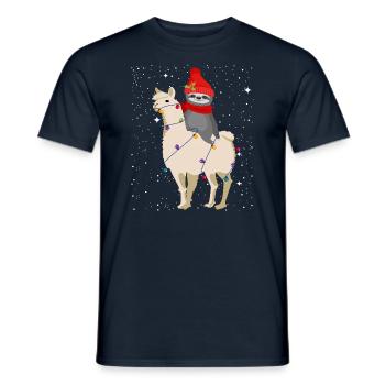 Weihnachten Lama Faultier, Sloth lustiges Geschenk - Männer T-Shirt - Navy - Vorne - AI Model Male 178 light (178cm)