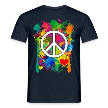 04 Peace bunte Herzen Fabspritzer - Männer T-Shirt - Navy - Vorne - AI Model Male 178 light (178cm)