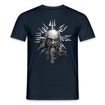Vegvisir Odin avec Hugin et Munin - Vikings - T-shirt homme - marine - Devant - AI Model Male 178 light (178cm)