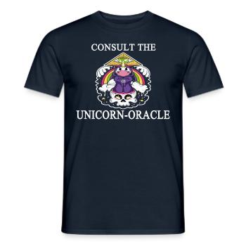 Befrag das Einhorn Orakel, Fantasy Wahrsager Kugel - Männer T-Shirt - Navy - Vorne - AI Model Male 178 light (178cm)