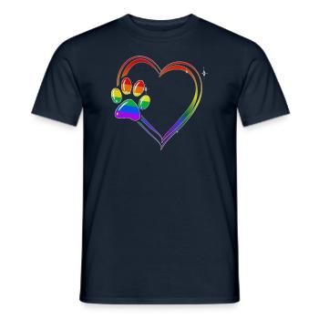 Pfote Hunde Herz Hundeliebhaber, Hund Regenbogen - Männer T-Shirt - Navy - Vorne - AI Model Male 178 light (178cm)