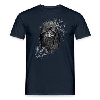 Vegvisir Odin avec Hugin et Munin - Vikings - T-shirt homme - marine - Devant - AI Model Male 178 light (178cm)