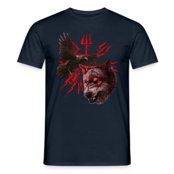 Vegvisir Odin avec Hugin et Munin - Vikings - T-shirt homme - marine - Devant - AI Model Male 178 light (178cm)