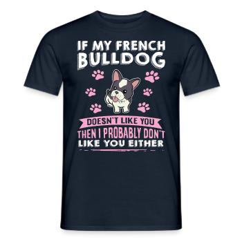 Chiens Français Bulldog Amateurs de chiens - T-shirt homme - marine - Devant - AI Model Male 178 light (178cm)