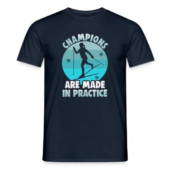 Cross-country biathlon cross-country skiers - Men's T-Shirt - navy - Front - AI Model Male 178 light (178cm)