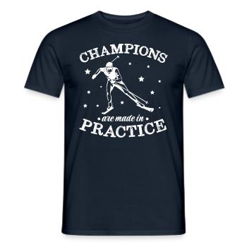 Cross-country biathlon cross-country skiers - Men's T-Shirt - navy - Front - AI Model Male 178 light (178cm)