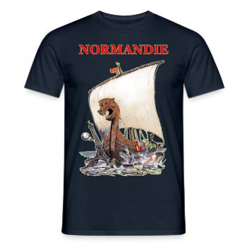 NORMANDIE Kreation Louis RUNEMBERG © Adagp - Männer T-Shirt - Navy - Vorne - AI Model Male 178 light (178cm)
