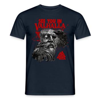 Viking Blood Odin Und Raben Wikinger Kultur - Männer T-Shirt - Navy - Vorne - AI Model Male 178 light (178cm)