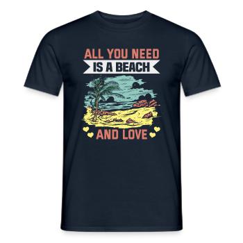 Strandurlaub am Meer Design Strandmotiv - Männer T-Shirt - Navy - Vorne - AI Model Male 178 light (178cm)
