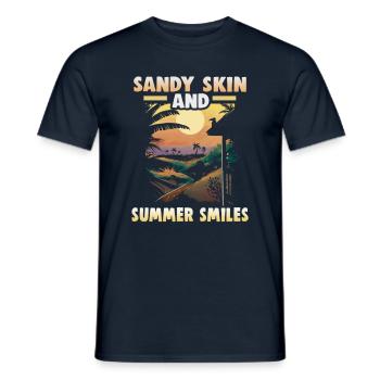 Strandurlaub am Meer Design Strandmotiv - Männer T-Shirt - Navy - Vorne - AI Model Male 178 light (178cm)