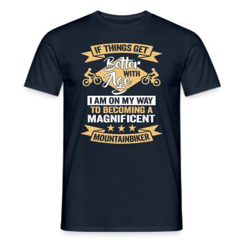 Conception de descente de vélo de montagne amusante pour les fans de VTT - T-shirt homme - marine - Devant - AI Model Male 178 light (178cm)