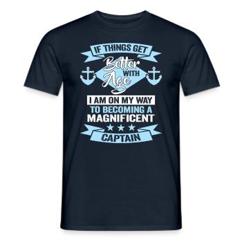 Navigation de plaisance avec Sgler ou Motorboat Skipper - T-shirt homme - marine - Devant - AI Model Male 178 light (178cm)