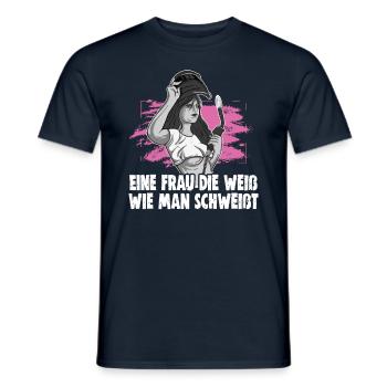 Schweißerin Spruch Design für Metallbauer - Männer T-Shirt - Navy - Vorne - AI Model Male 178 light (178cm)