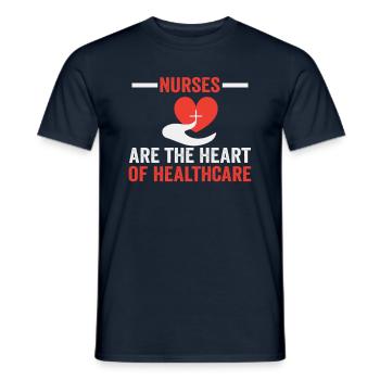 Les infirmières au cœur des soins de santé - T-shirt homme - marine - Devant - AI Model Male 178 light (178cm)