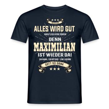 alles wird gut denn Maximilian Ist da T-Shirt - Männer T-Shirt - Navy - Vorne - AI Model Male 178 light (178cm)