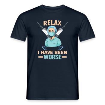 Infirmière Relax J’ai vu pire infirmière - T-shirt homme - marine - Devant - AI Model Male 178 light (178cm)