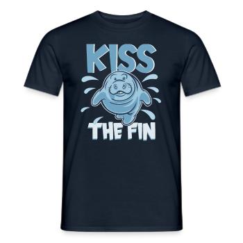 Kiss the fin Manatee mollige Seekuh - Männer T-Shirt - Navy - Vorne - AI Model Male 178 light (178cm)