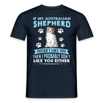 Hunde Australischer Schäfer Hundeliebhaber - Männer T-Shirt - Navy - Vorne - AI Model Male 178 light (178cm)