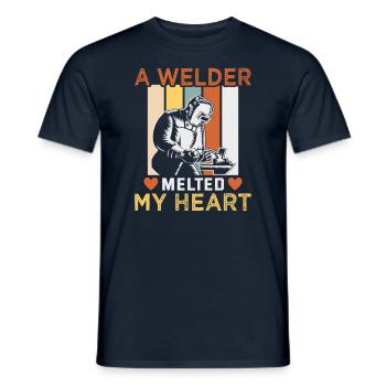 Welder slogan design for metal workers - Men's T-Shirt - navy - Front - AI Model Male 178 light (178cm)