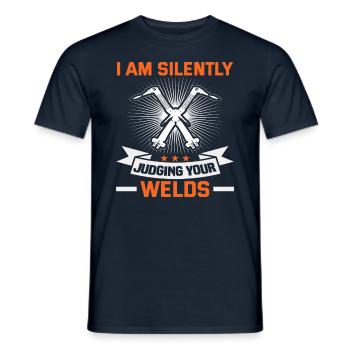 Welder slogan design for metal workers - Men's T-Shirt - navy - Front - AI Model Male 178 light (178cm)