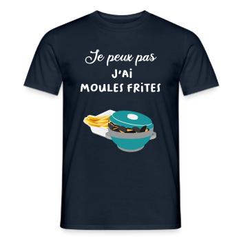 Je peux pas j'ai moules frites - T-shirt homme - marine - Devant - AI Model Male 178 light (178cm)