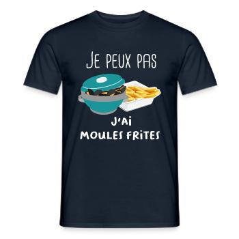 Je peux pas j'ai moules frites - T-shirt homme - marine - Devant - AI Model Male 178 light (178cm)