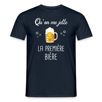 Citation drole bière - T-shirt homme - marine - Devant - AI Model Male 178 light (178cm)