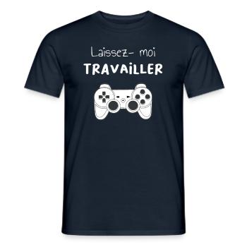 Laissez-moi travailler - T-shirt homme - marine - Devant - AI Model Male 178 light (178cm)