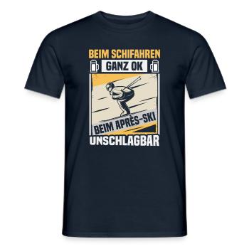 Skifahrer beim Apres Ski unschlagbar Ski - Männer T-Shirt - Navy - Vorne - AI Model Male 178 light (178cm)