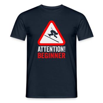 Skifahrer Attention beginner! Ski - Männer T-Shirt - Navy - Vorne - AI Model Male 178 light (178cm)