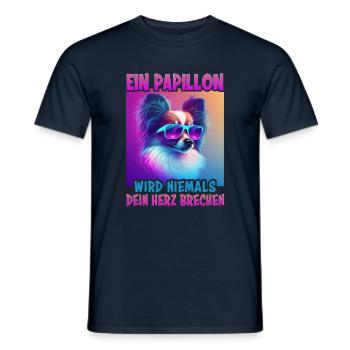 Hunde Spruch Papillon Design für Hundeliebhaber - Männer T-Shirt - Navy - Vorne - AI Model Male 178 light (178cm)