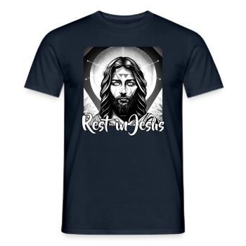 Christian Quotes Designs Rest in Jesus Christians - Men's T-Shirt - navy - Front - AI Model Male 178 light (178cm)