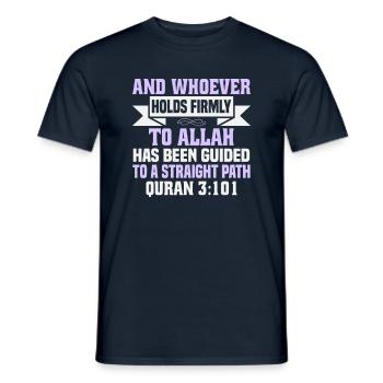 Quran Verses Islam Quotes Muslim Ramadan Texts - Men's T-Shirt - navy - Front - AI Model Male 178 light (178cm)
