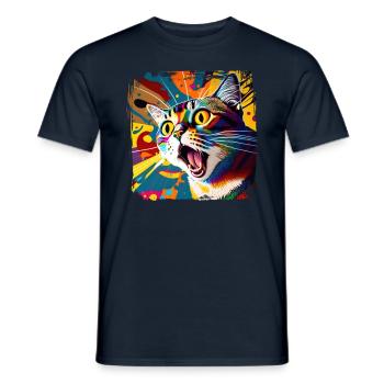 Amoureux des chats Cool Cat Design Cat Mama - T-shirt homme - marine - Devant - AI Model Male 178 light (178cm)
