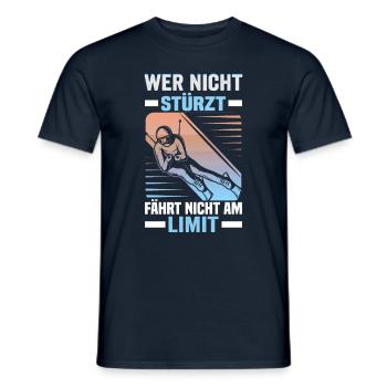 Skifahrer Wer nicht stürzt fährt nicht am Limit - Männer T-Shirt - Navy - Vorne - AI Model Male 178 light (178cm)