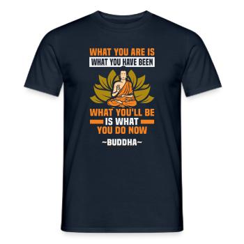 Méditation bouddhiste Bouddhisme Zen Bouddha Bouddhisme et Yoga - T-shirt homme - marine - Devant - AI Model Male 178 light (178cm)