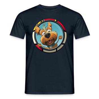 Hunde Cartoon Yorkshire Terrier Design - Männer T-Shirt - Navy - Vorne - AI Model Male 178 light (178cm)