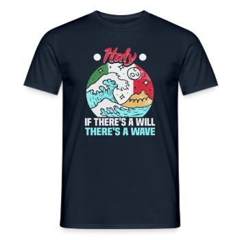 Italie vacances à la plage au bord de la mer Design beach motif - T-shirt homme - marine - Devant - AI Model Male 178 light (178cm)