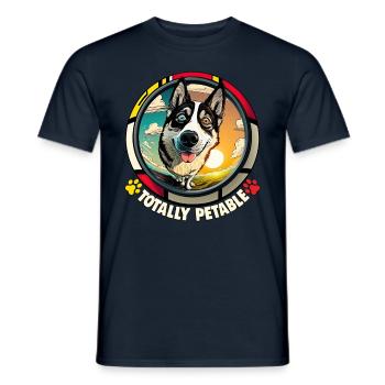 Dog Cartoon Huskie Design pour les amoureux des chiens - T-shirt homme - marine - Devant - AI Model Male 178 light (178cm)