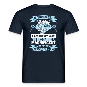 Tennislehrer Geburtstag Tennisspieler Verein - Männer T-Shirt - Navy - Vorne - AI Model Male 178 light (178cm)