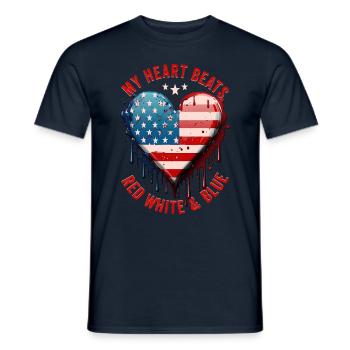 American Patriotic USA Design - T-shirt homme - marine - Devant - AI Model Male 178 light (178cm)