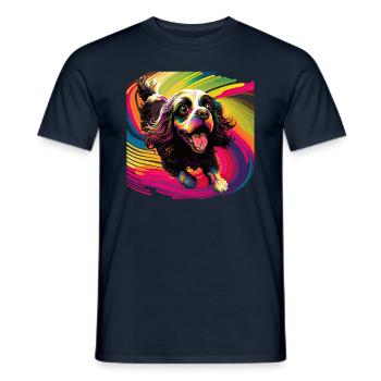 Dog Cartoon Cocker Spaniel pour les amoureux des chiens - T-shirt homme - marine - Devant - AI Model Male 178 light (178cm)