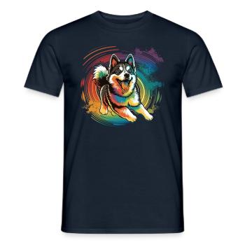 Dog Cartoon Huskie Design pour les amoureux des chiens - T-shirt homme - marine - Devant - AI Model Male 178 light (178cm)
