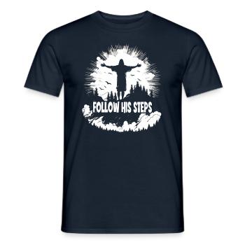 Christliche Zitate Designs Follow His Steps - Männer T-Shirt - Navy - Vorne - AI Model Male 178 light (178cm)