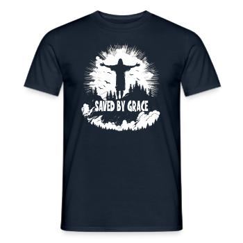 Christian Quotes Designs sauvés par la grâce - T-shirt homme - marine - Devant - AI Model Male 178 light (178cm)