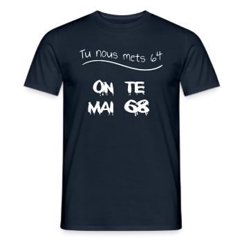 Non à la retraite à 64 ans - T-shirt homme - marine - Devant - AI Model Male 178 light (178cm)