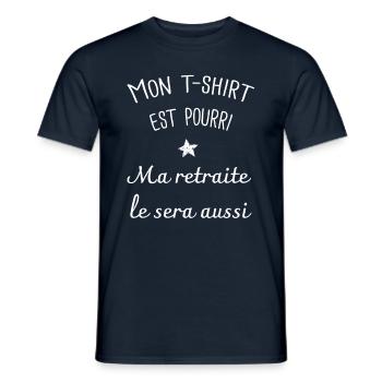 contre retraite 64 ans - T-shirt homme - marine - Devant - AI Model Male 178 light (178cm)